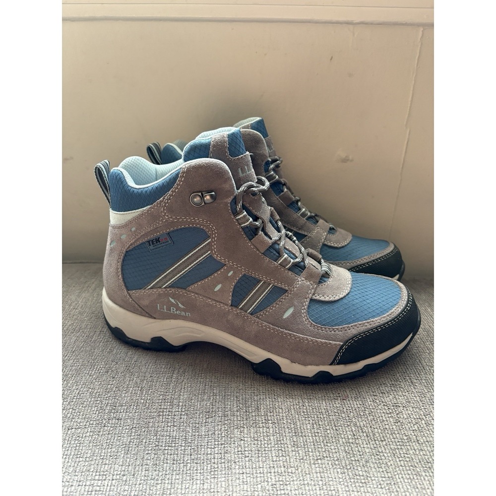 LL Bean Womens Trail Model 4 Hiking Boots 4" Mid  Sz 9 Gray Blue NWOB - Picture 3 of 9